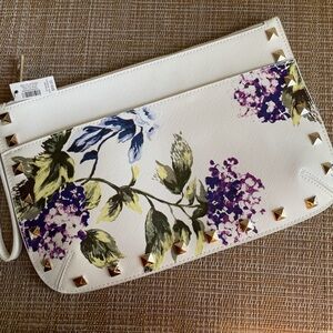 NWT White House Black Market white floral studded bag